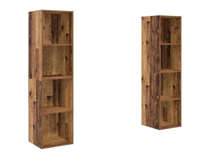 KTHLBRH TV-Möbel-Set 2 Stück Braun Holz Engineered Wandmontage, vielseitige Regale, minimalistisches Design, platzsparend, einfache Wartung