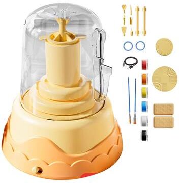 Inspired Finds DIY Kids Pottery Wheel Kit With Clay And Paints Educational Craft Toy yellow