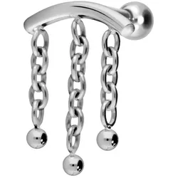Titan Ohrpiercing mit Innengewinde BOGEN + 3 KETTEN