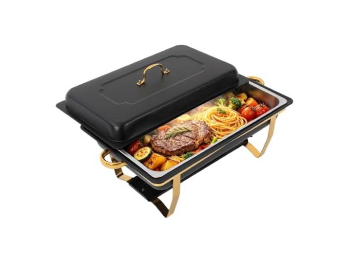 Speisewärmer für Buffet 9QT 4 Pack, Edelstahl, für Partys und Hochzeiten Resisting Scratches & Stains, Hochwertiger maßgeschneiderter Teller-Set, Rolled Edge Design, Schwarzkörmel