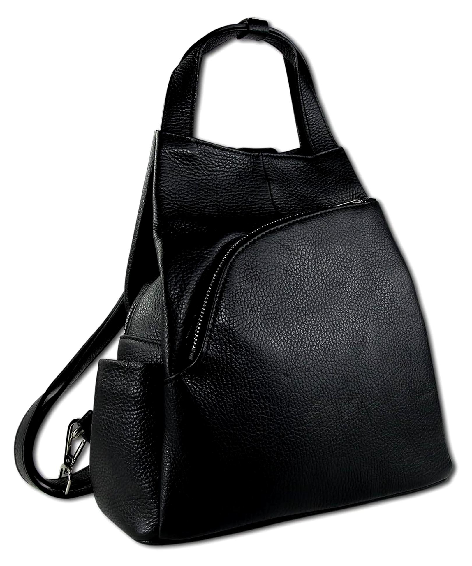 Damen Cityrucksack Leder Tasche schwarz Leder Cityrucksack