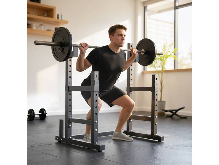 SPORTNOW Porte-barres Réglable 2 Niveaux Acier Noir 110x91x145 cm