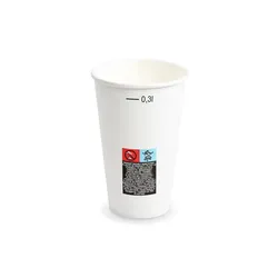 Pappbecher (FSC Mix/PE) mit Füllstrich weiß Ø80mm 0,3L