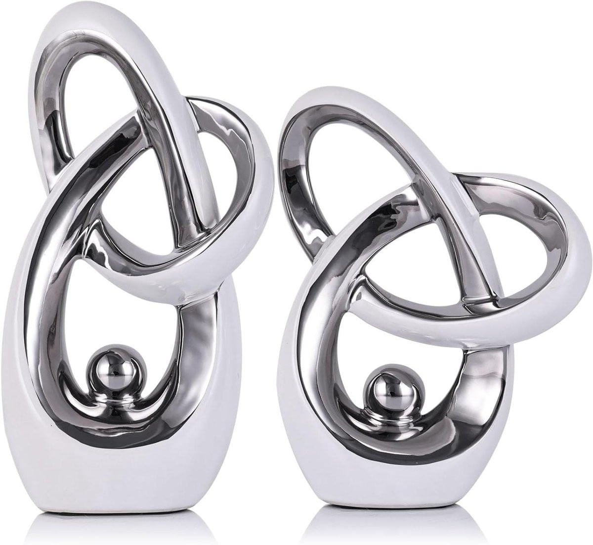 Abstracte Keramische Sculptuur voor Woonkamer Decoratie - Wit Zilver