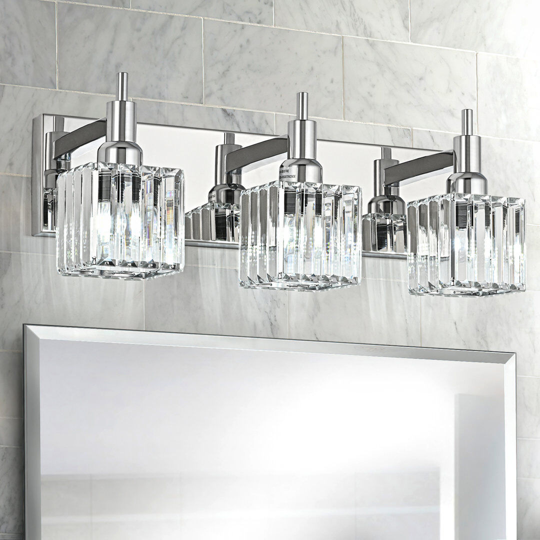 Canora Grey Taevion Dimmable Crystal Wall Light Picture Light Chrome 20cm H X 50cm W X 16cm D