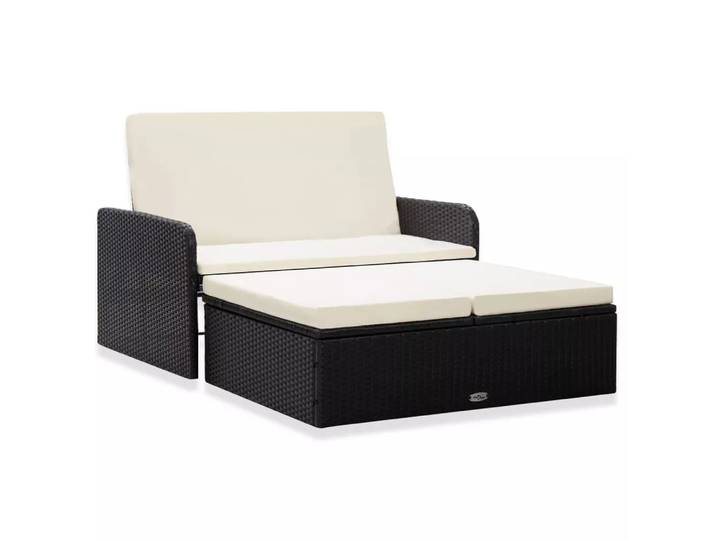 VidaXL - Gartensofa, Hocker und Aufbewahrung, One Size, Schwarz