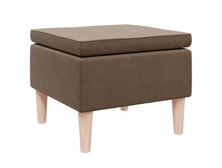 Brauner Fußhocker mit Holzfüßen, stoffbezogen für Wohnzimmer Stabile, kompakte weiche Polsterung, Holzfüße, Stoff, zum Relaxen