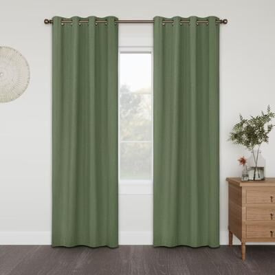 Awesome Home Linen Slub Texture Blackout Grommet Curtain Pair(2 Panels)