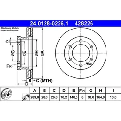 Bremsscheibe ATE 24.0128-0226.1 (2 Stk.) für Ford Ranger