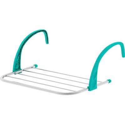 Heizungs- und Balkonwäschetrockner BISCHOF COLOMBO "Gocciolo", blau (türkis, silberfarben), B:34cm T:51cm, Aluminium, Wäscheständer, Aluminium, 2,5 Meter Trockenlänge