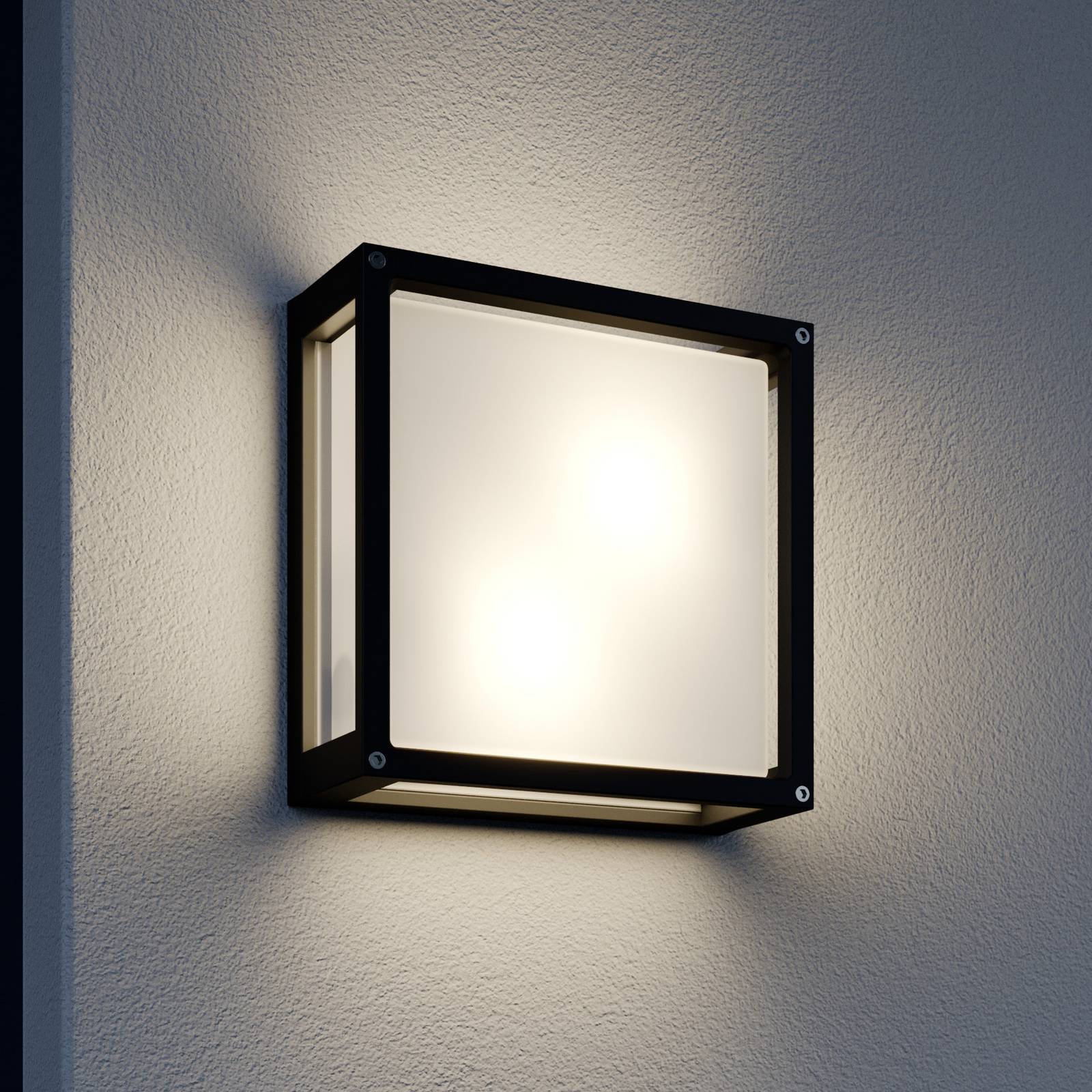 Außenwandleuchte Aurelien Lucande, dimmbar, schwarz, Aluminium, Modern, Wandleuchte außen