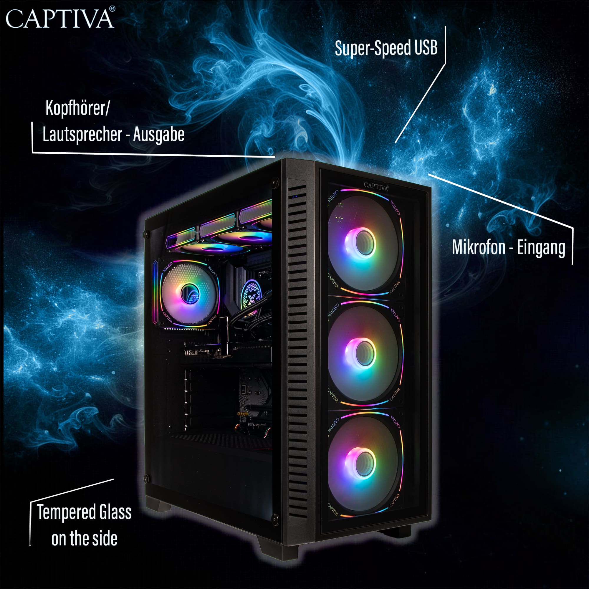CAPTIVA Gaming-PC "Advanced Gaming I95-472", bunt (schwarz), ohne Betriebssystem, GeForce RTX™ 5060, 32 GB RAM 1.000 GB SSD, Desktop-PCs, Gaming-PC