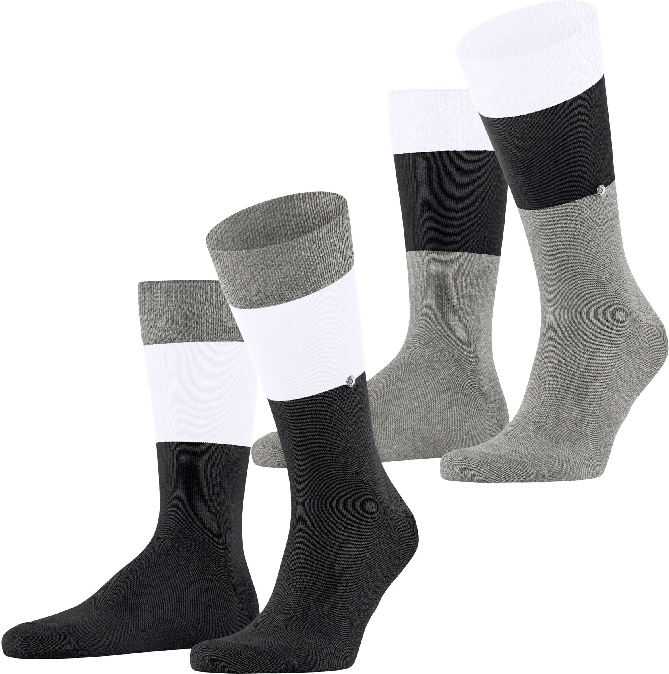 Socken BURLINGTON "Magic Mismatch 2-Pack", Herren, Gr. 40-46, schwarz (schwarz (3000)), Obermaterial: 85% Baumwolle CO. 13% Polyamid PA. 2% Elasthan EL., glatt, Socken Socken