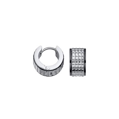 Paar Creolen FIRETTI "Schmuck Geschenk Edelstahl Ohrschmuck Ohrringe", silber (edelstahlfarben, schwarz), Ohrringe, Damen, 14mm, Edelstahl, Emaille