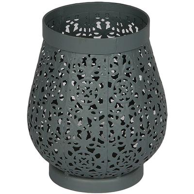 Kerzenlaterne AMBIENTE HAUS "Laterne aus Metall in Grau - (H) 16cm", grau, B:14cm H:16cm T:14cm, Eisen, Kerzenhalter