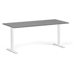 Höhenverstellbarer Schreibtisch, 2 Motoren, 74-121 cm, Tischplatte 180x80 cm, weißes Metallgestell, Graphit