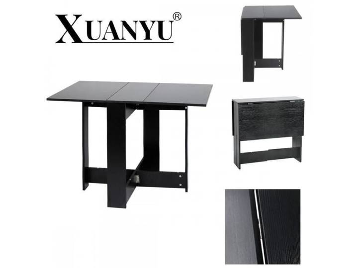 Table pliante cuisine salon - XUANYU - Noir - 103*76*73.4cm - 2 étagères