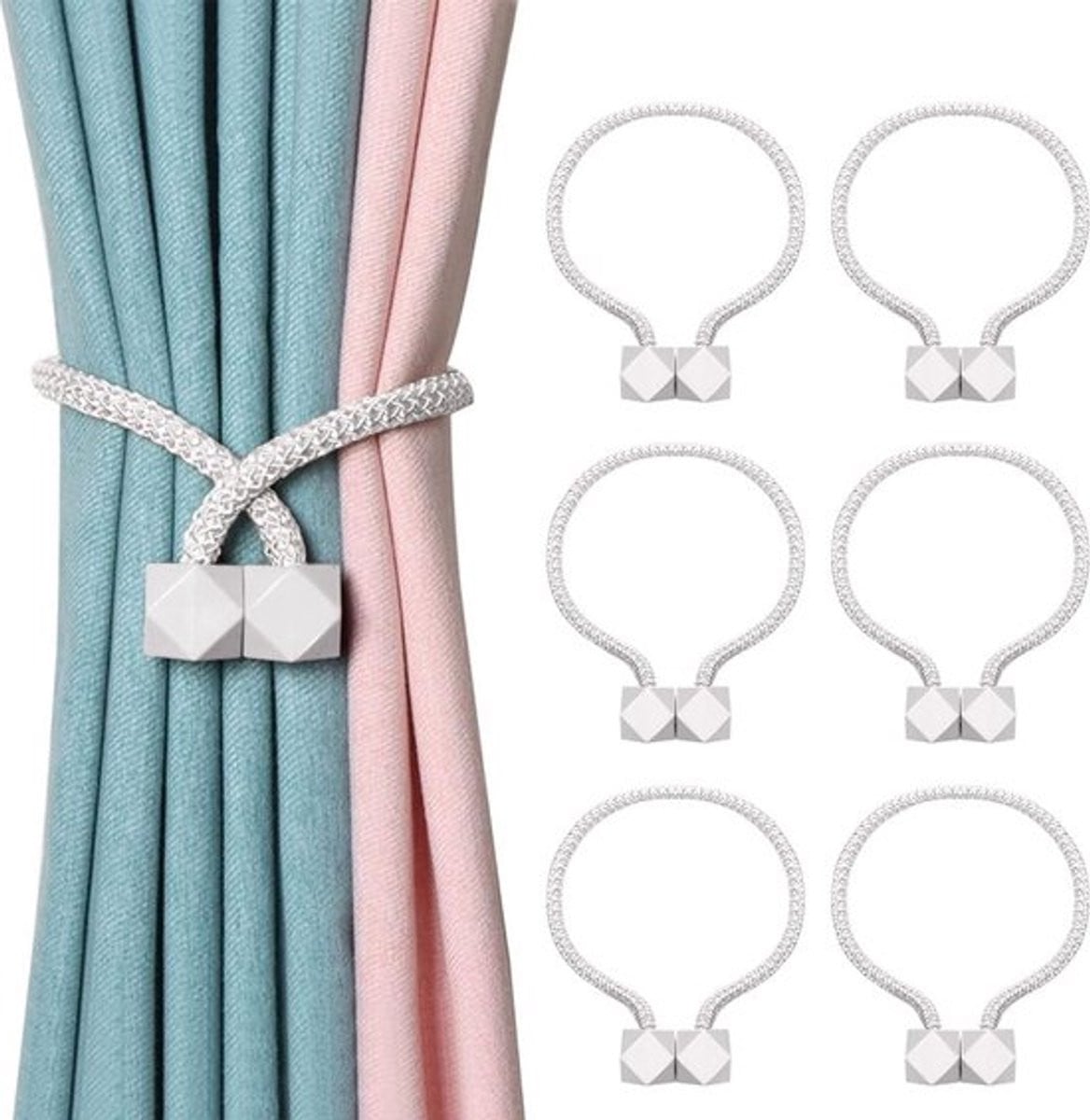 Set van 6 Luxe Magnetische Gordijnhouders - Grijs