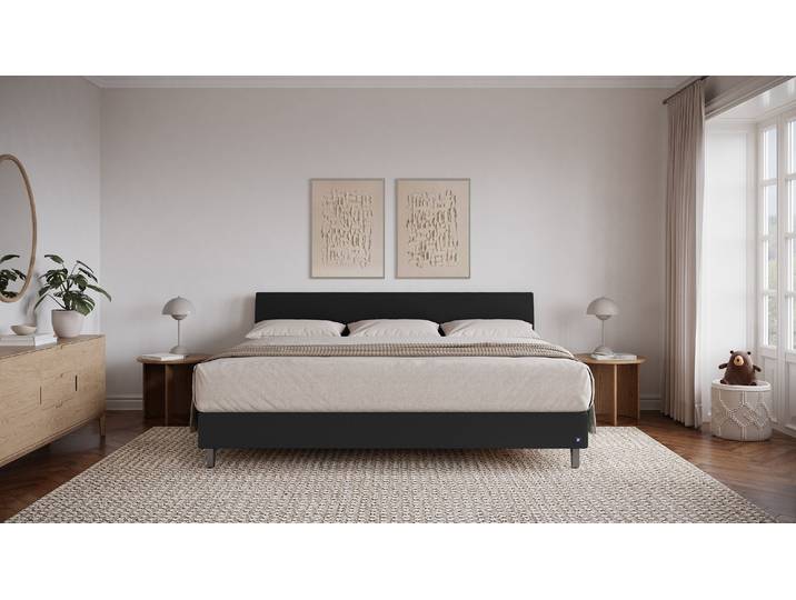 BRUNO Familienbett 240x200cm in Schwarz XXL Boxspringbett Premium mehrfach ausgezeichnet in Design & Qualität