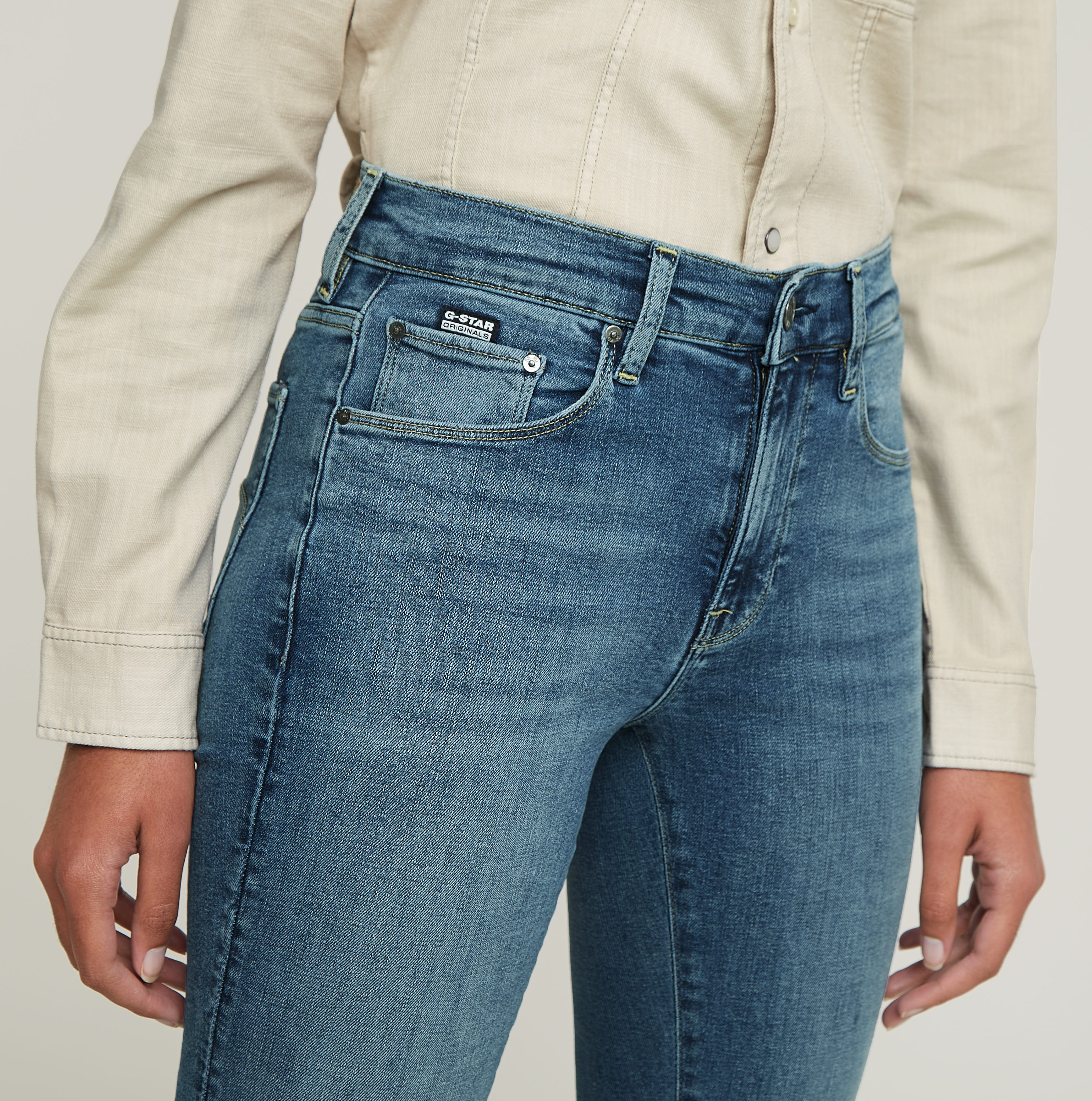 Bootcut-Jeans G-STAR "3301 Flare Wmn", Damen, Gr. 26, Länge 30, blau (faded icy blau), Denim/Jeans, Obermaterial: 99% Baumwolle, 1% Elasthan, bootcut fit normal, Jeans Bootcut-Jeans, aus Stretch-Denim faded icy blau 26, Länge 30