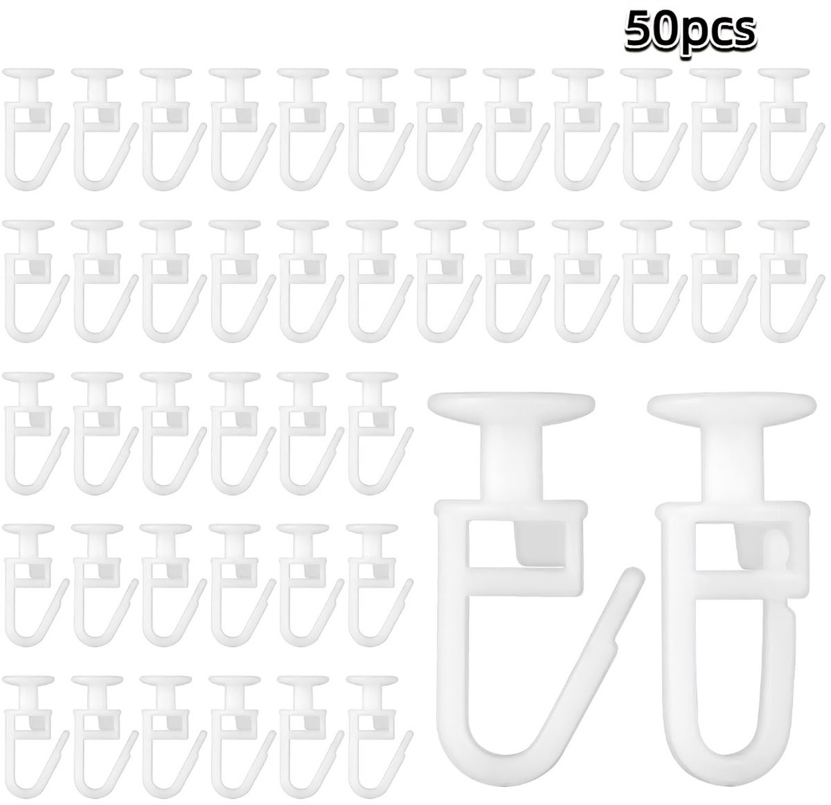 Livé Gordijnrail Haken - 50 stuks - 10 mm - Wit