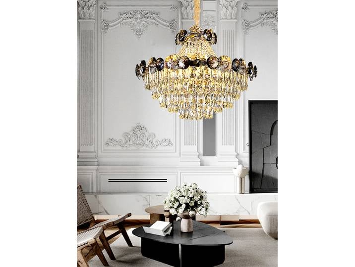 Lampes suspendues LED pour salon, gris, cristal transparent, lampes suspendues vintage, élégantes, luxueuses, décoration d'intérieur, lustre moderne pour hall d'entrée