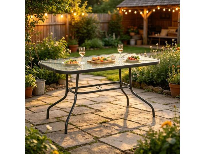 Table de jardin rectangulaire 120x80 cm trou parasol gris