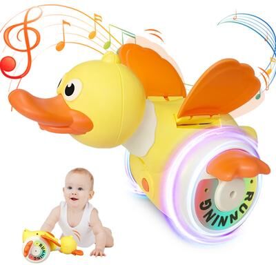 USA Free Shipping Shop Interactive Rotating Duck Tummy Time Toy With Lights & Music For Crawling Baby Learning Interactive Rotating Duck Tummy Time Toy With Lights & Music For Crawling Baby Learning