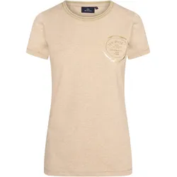 HV Polo T-shirt Beau Sand melange mit goldenem Logo FS/2022, Größe: L