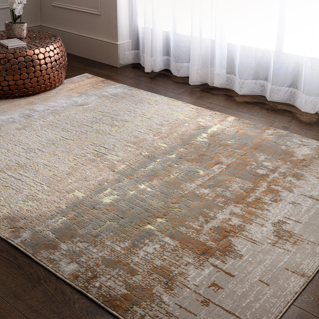 Mercury Aurora AU01 Dune Metallic Bronze Area Rug Gold;Brown Rectangle 120 x 170cm