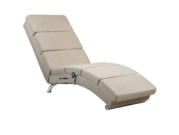 CASARIA® Relaxliege XXL mit Massage- und Heizfunktion Beige 186x89x55cm, Ergonomisch, Stoff, Gepolstert, 180kg Belastbarkeit, inkl. Fernbedienung, Wohnzimmer, Chaiselongue, Relaxsessel