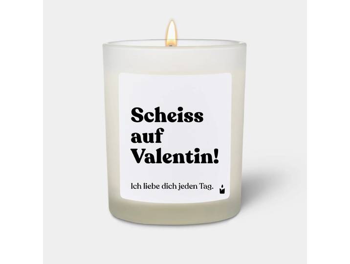 Duftkerze Flowery Scheiss auf Valentin! Ich liebe dich jeden Tag.