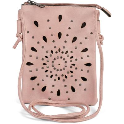Mini Bag STYLEBREAKER "Mini Umhängetasche Blumen Cutouts und Nieten", Damen, Gr. B/H/T: 14cm x 19cm x 1,2cm Einheitsgröße, rosa (rose), 100% Polyurethan PU. Futter: 100% Polyester PES., gemustert, Taschen