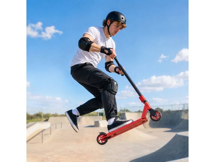SPORTNOW Trottinette Acrobatique Aluminium Roues 110mm ABEC-7 Rouge