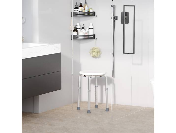 HOMCOM Tabouret de Douche Réglable Blanc Aluminium 136kg