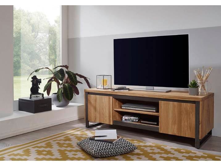 TV Board 150cm 'Taipeh' Wildeiche & Metall gebürstet