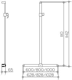 Keuco Elegance Duschhandlauf mit Brausestange 100 x 111 cm, Accessoires, 31614011011, chrom