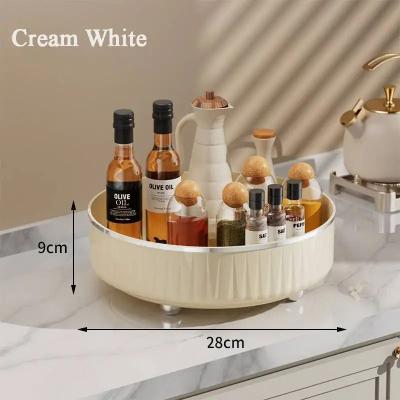 Inspired Finds 360 Rotating Spice Rack Organizer Tray For Seasonings, Cabinets & Countertops 10.63in Cream White