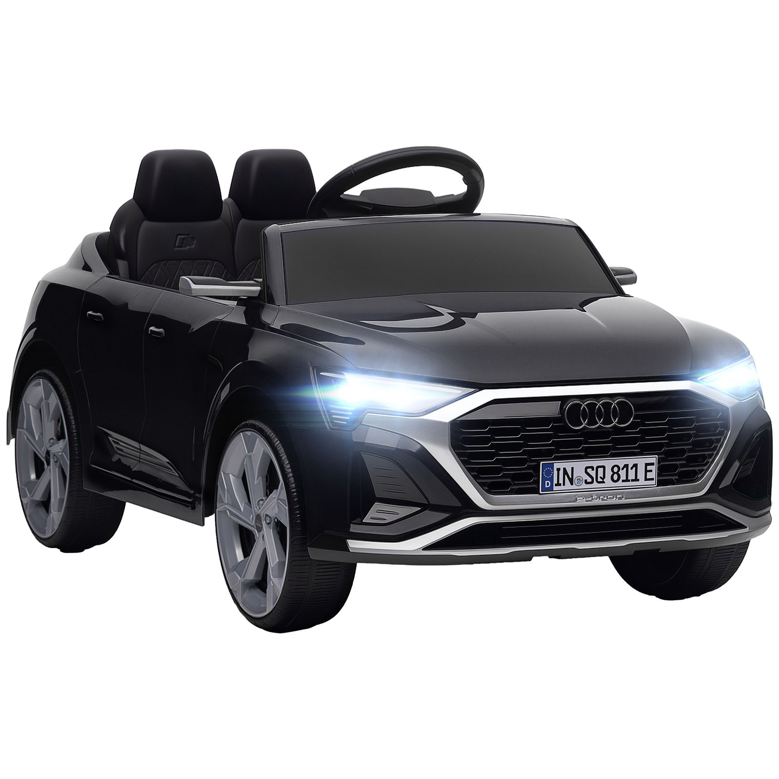 AIYAPLAY Elektrische kinderauto Audi Q8, 12V, Zwart, B/D/H: 98 x 49,5 x 43 cm