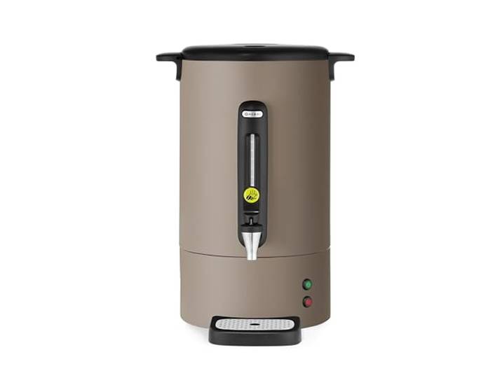 HENDI Kaffee-Perkolator, UNIQ, zum Brühen von Kaffee, 14L, Taupe Tropffreier Zapfhahn, Wasserstandsanzeige, Kaffeebereiter, Kaffeemaschine, 230V/1750W, 357x380x(H)502mm, Edelstahl, PP