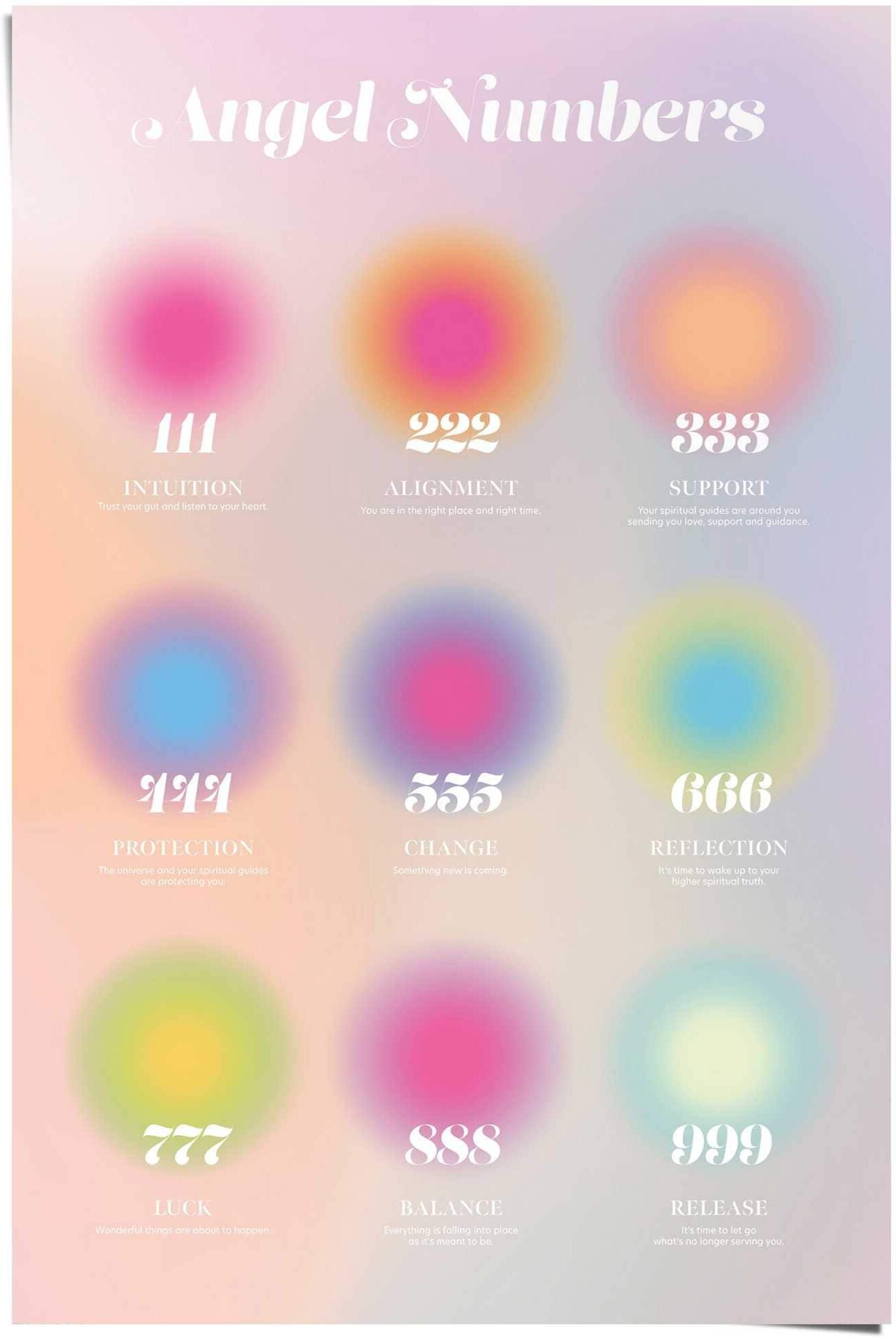 Reinders! Poster REINDERS "Angel numbers", bunt (farbe bild(er): bunt), B:61cm H:91,5cm T:0,1cm, Papier, Bilder, Poster
