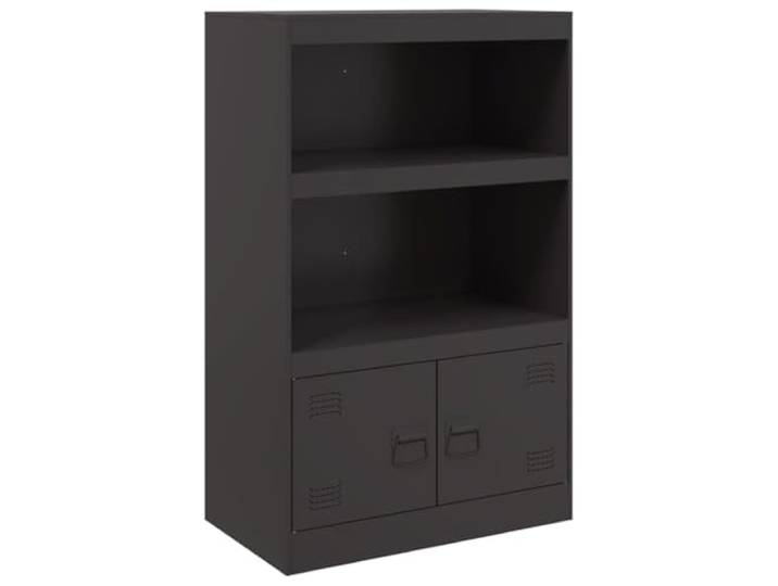 GFMGUEMV Sideboard Schwarz 67x39x107 cm Stahl Aufbewahrungsschrank Stabiler Kaltstahl, 2 Griffe, pflegeleicht, viel Stauraum, modernes Design