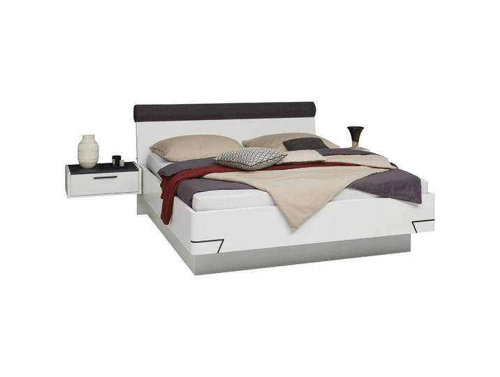 hülsta Bettanlage Neva, Anthrazit, Weiß, furniert, 180x200 cm, hängend, Schlafzimmer, Betten
