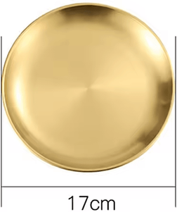 Uplift Curations Durable Rust Proof Camping Plates Metal Round Serving Plate Set 6.69in Gold Plate