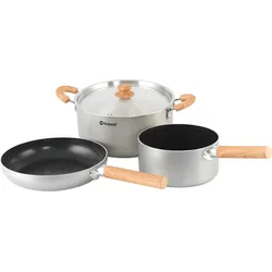 Outwell Feast Ceramic Set L Kochgeschirr-Set mit 5L Topf + Deckel , 2L Topf und große Pfanne  induktionsfähig