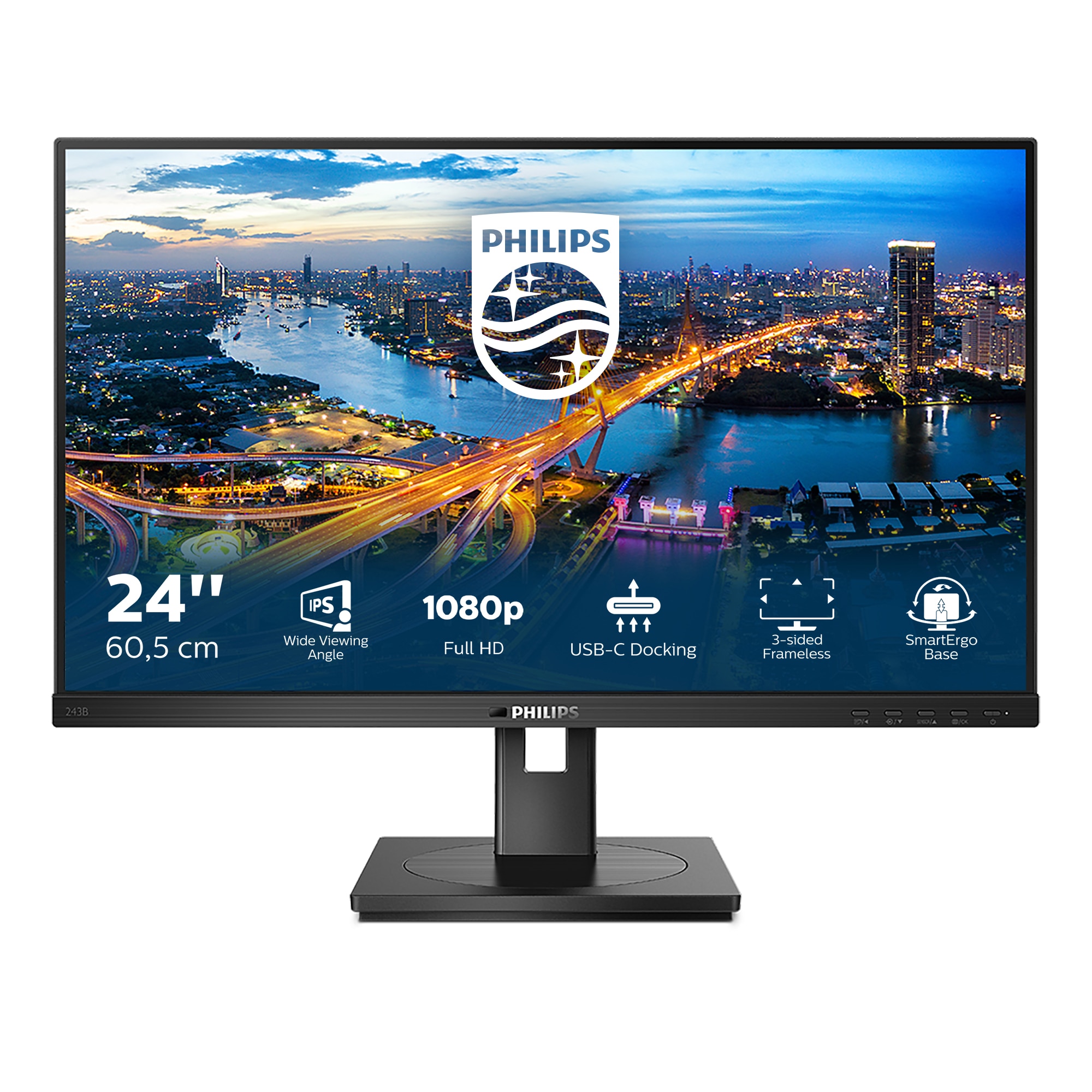 Philips B-Line 243B1 23.8 Zoll Full HD IPS LED 16:9 75 Hz Monitor 243B1/00