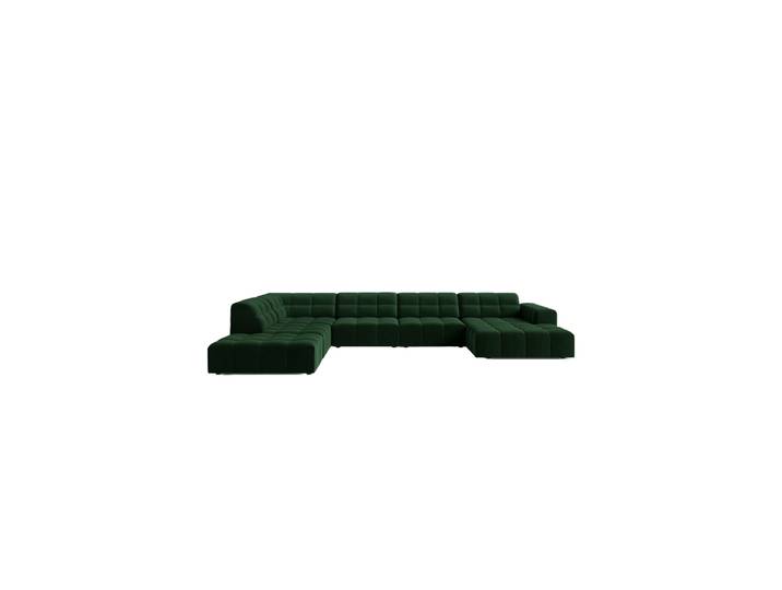 7-Sitzer Design Panorama-Sofa „Chicago“ Samt Flaschengrün chosen by Bloomingloft
