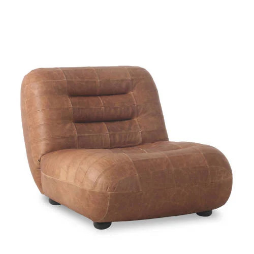 Dutchbone Wyatt Fauteuil Leer Cognac Bruin