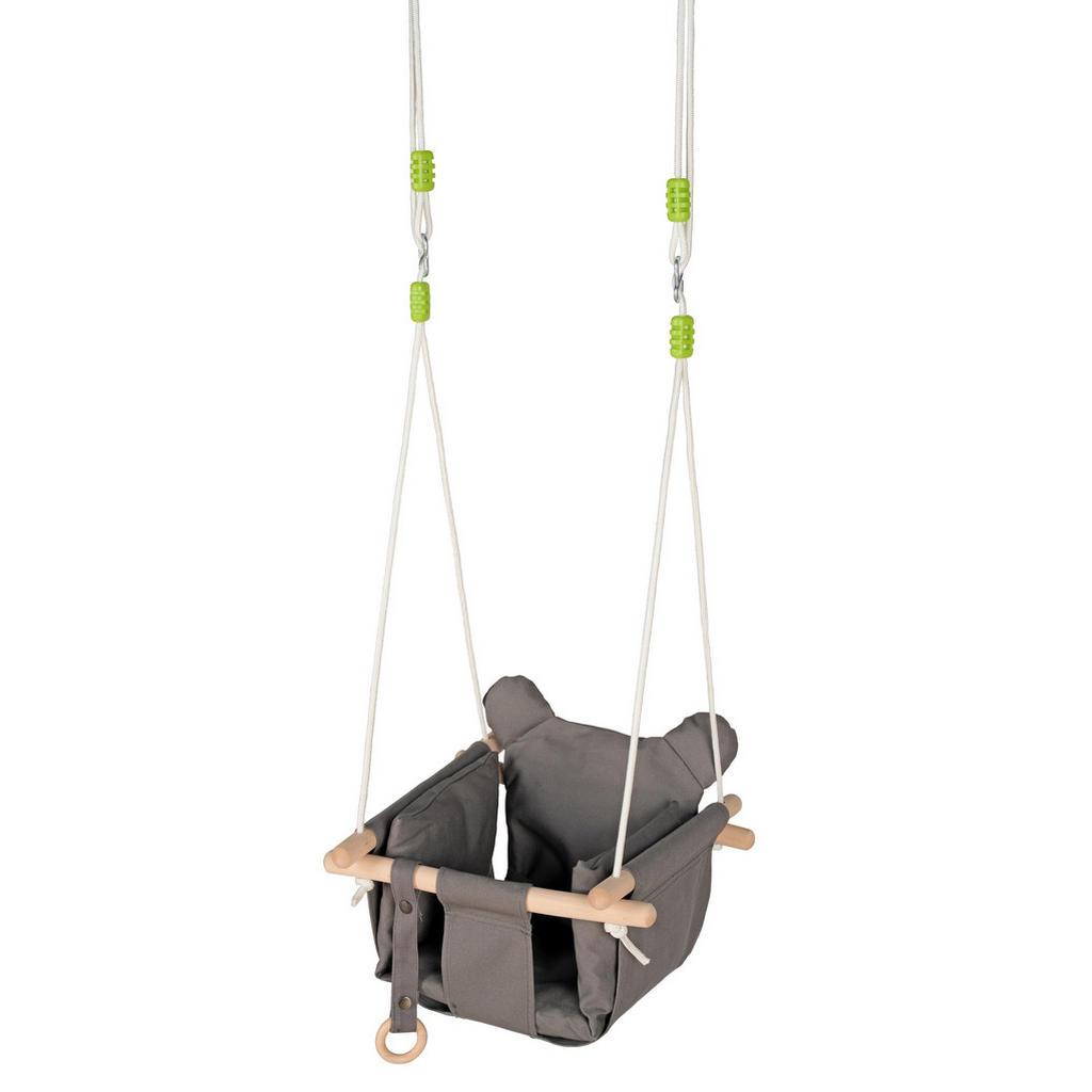 My Baby Lou Babyschaukel , Grau , Holz, Metall, Kunststoff, Textil , Buche , Hartholz , 40x25x40 cm , EN 71 , höhenverstellbar, schadstofffrei , Spielzeug, Holzspielzeug