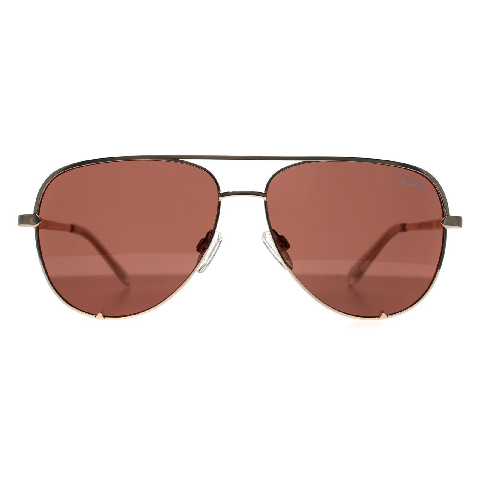 Quay High Key Micro GLD goudbruin zonnebril
